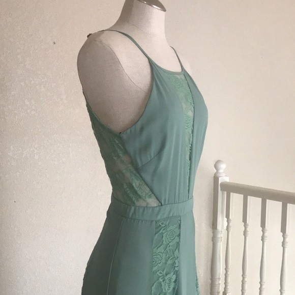 Sage green Rose Panel Lace Maxi Summer Dress - Picture 5 of 16